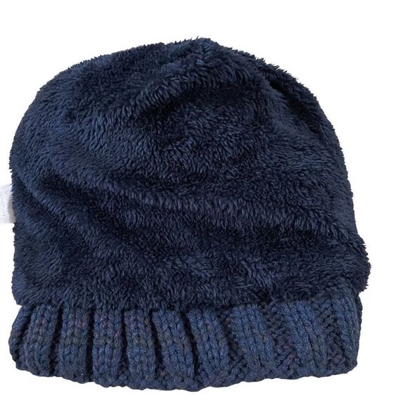 Home Prefer ~ Navy/Multi Color Pompom Beanie - Picture 2 of 3